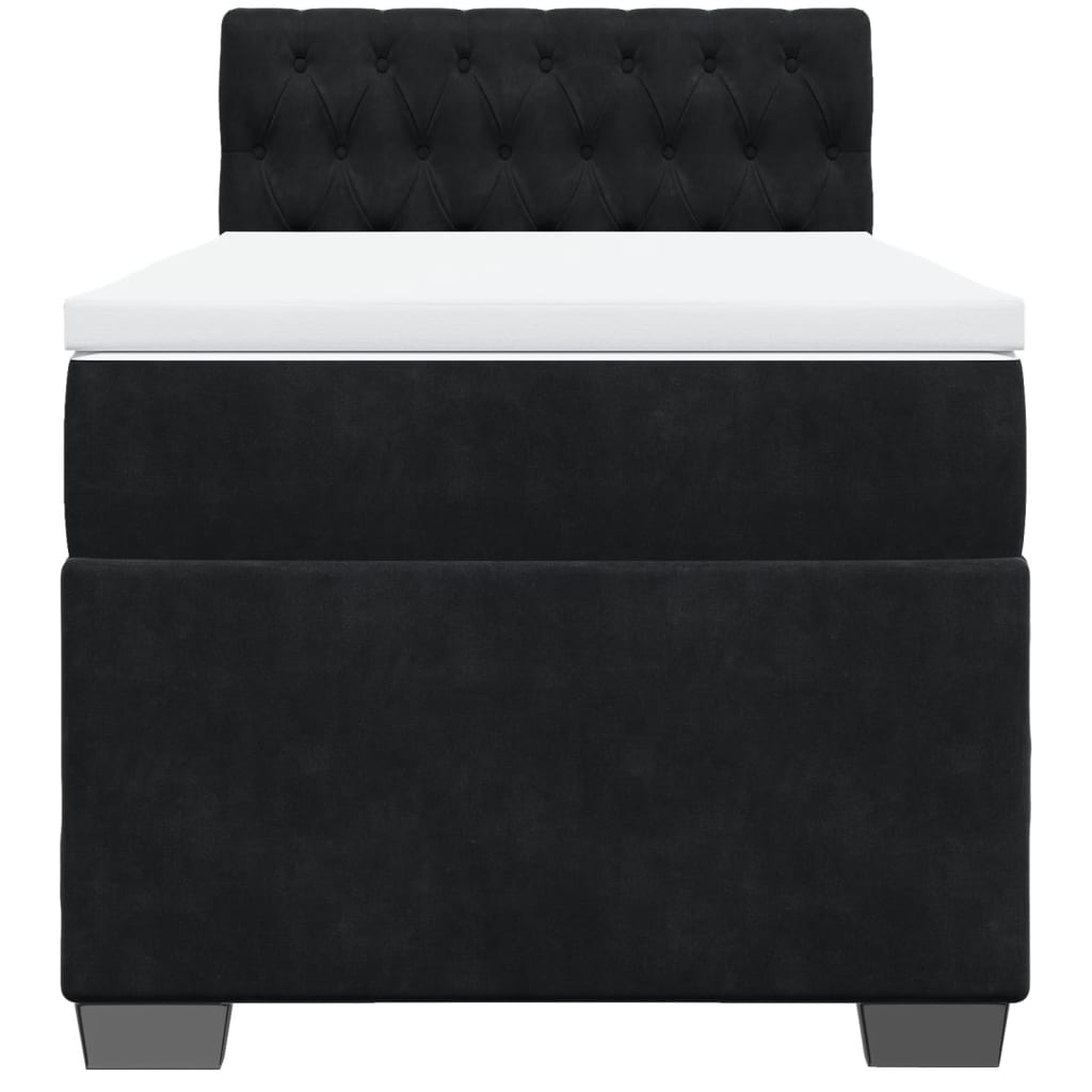 Κρεβάτι Boxspring με Στρώμα Μαύρο Single Βελούδινο - Pakobazaar
