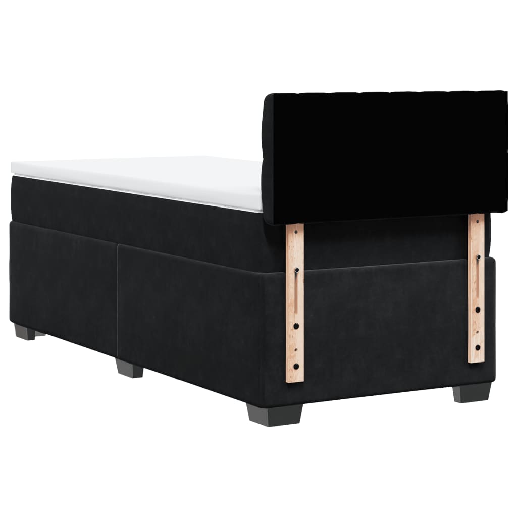 Κρεβάτι Boxspring με Στρώμα Μαύρο Single Βελούδινο - Pakobazaar