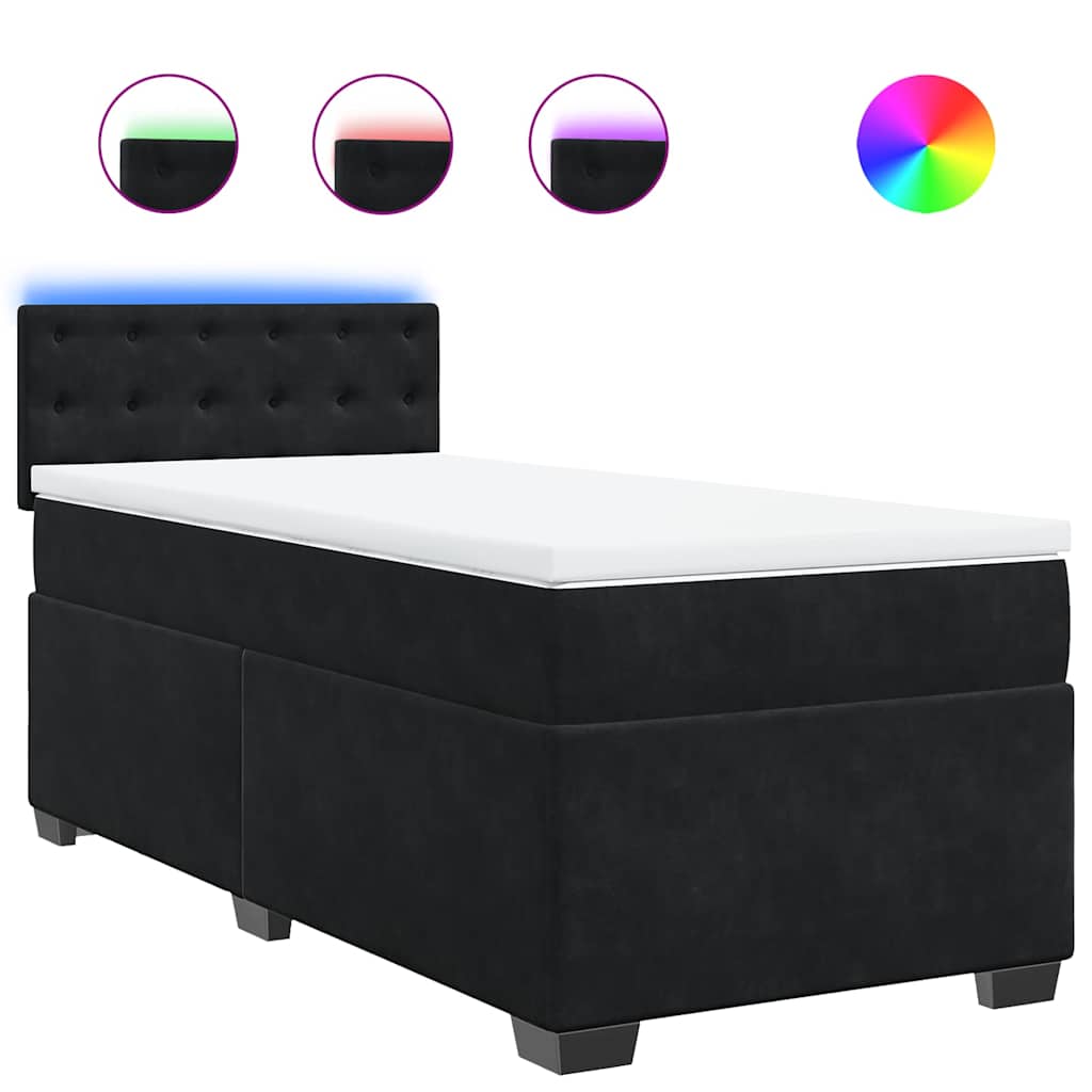 Κρεβάτι Boxspring με Στρώμα Μαύρο Single Βελούδινο - Pakobazaar