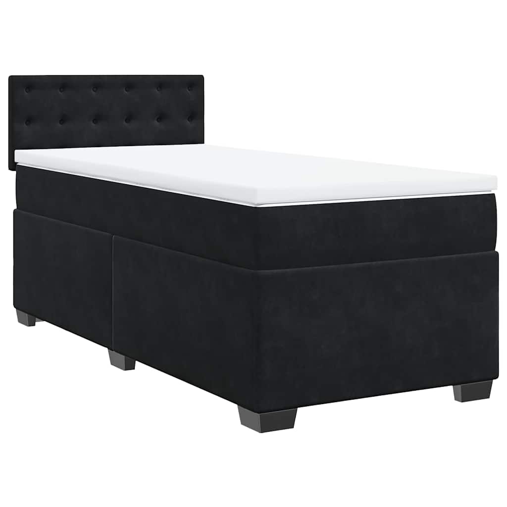 Κρεβάτι Boxspring με Στρώμα Μαύρο Single Βελούδινο - Pakobazaar