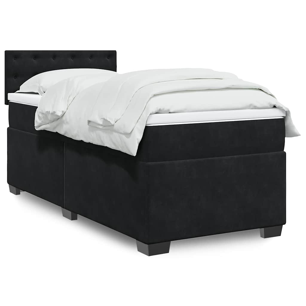 Κρεβάτι Boxspring με Στρώμα Μαύρο Single Βελούδινο - Pakobazaar