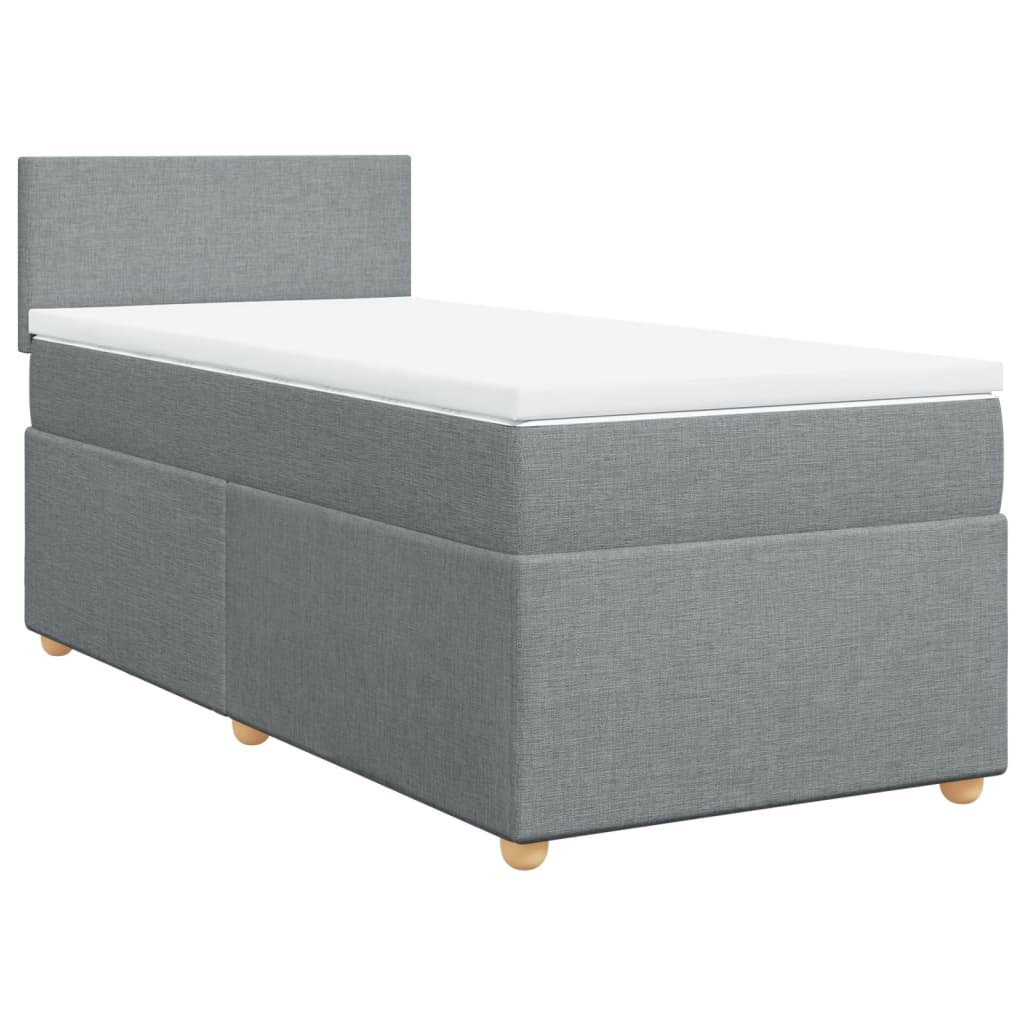 Κρεβάτι Boxspring με Στρώμα Ανοιχτό Γκρι 80x200 εκ. Υφασμάτινο - Pakobazaar