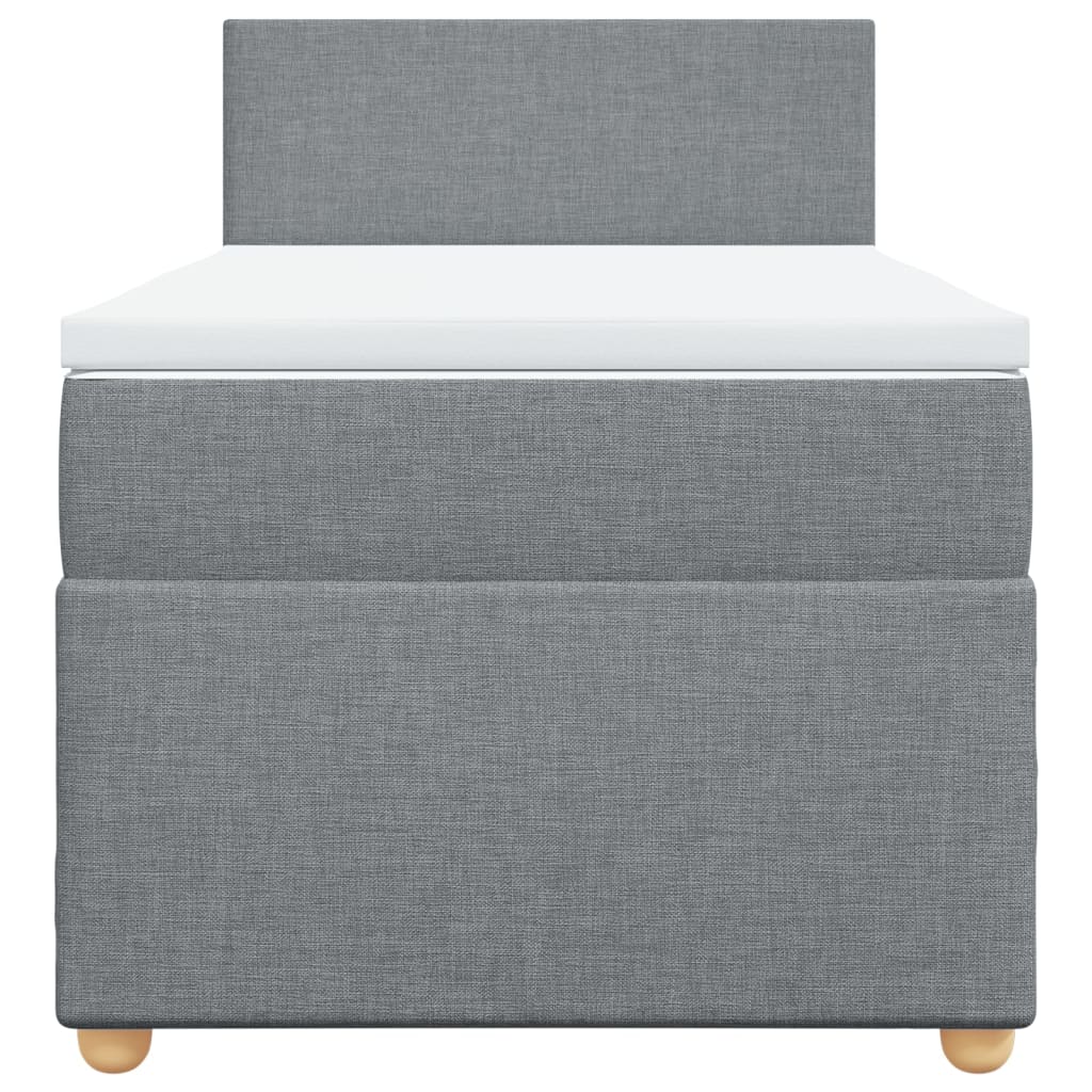 Κρεβάτι Boxspring με Στρώμα Ανοιχτό Γκρι 80x200 εκ. Υφασμάτινο - Pakobazaar