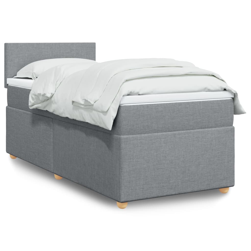 Κρεβάτι Boxspring με Στρώμα Ανοιχτό Γκρι 80x200 εκ. Υφασμάτινο - Pakobazaar