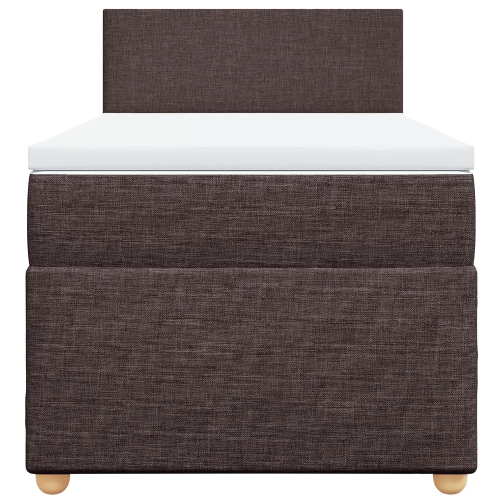 Κρεβάτι Boxspring με Στρώμα Σκούρο Καφέ 80x200 εκ. Υφασμάτινο