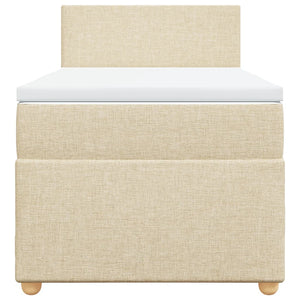 Κρεβάτι Boxspring με Στρώμα Κρεμ 80 x 200 εκ. Υφασμάτινο - Pakobazaar