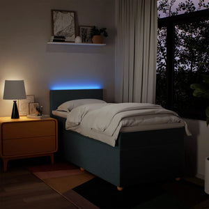 Κρεβάτι Boxspring με Στρώμα Μπλε 80x200 εκ. Υφασμάτινο