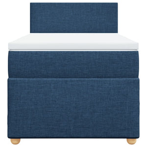 Κρεβάτι Boxspring με Στρώμα Μπλε 80x200 εκ. Υφασμάτινο
