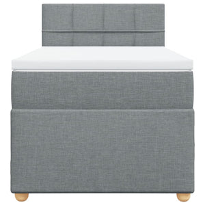 Κρεβάτι Boxspring με Στρώμα Ανοιχτό Γκρι 80x200 εκ. Υφασμάτινο - Pakobazaar