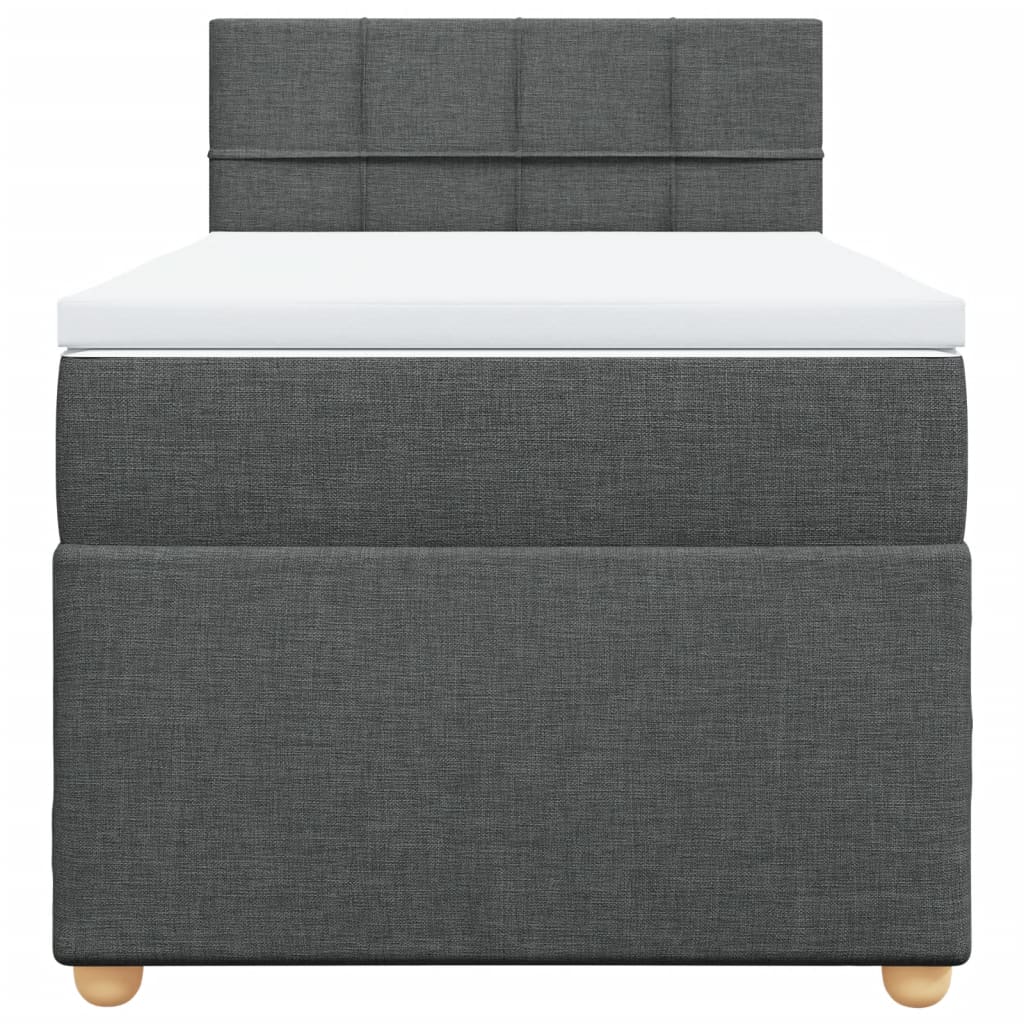 Κρεβάτι Boxspring με Στρώμα Σκούρο Γκρι 80x200 εκ. Υφασμάτινο - Pakobazaar