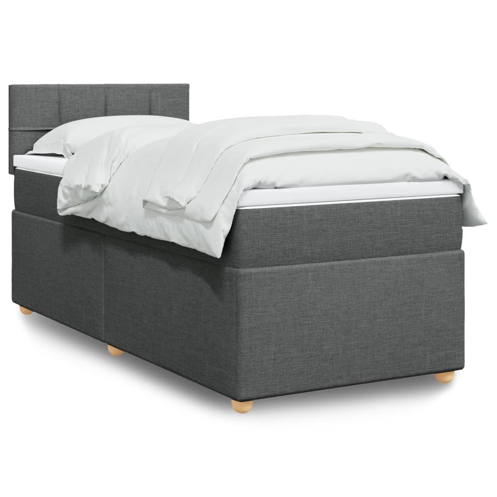 Κρεβάτι Boxspring με Στρώμα Σκούρο Γκρι 80x200 εκ. Υφασμάτινο - Pakobazaar