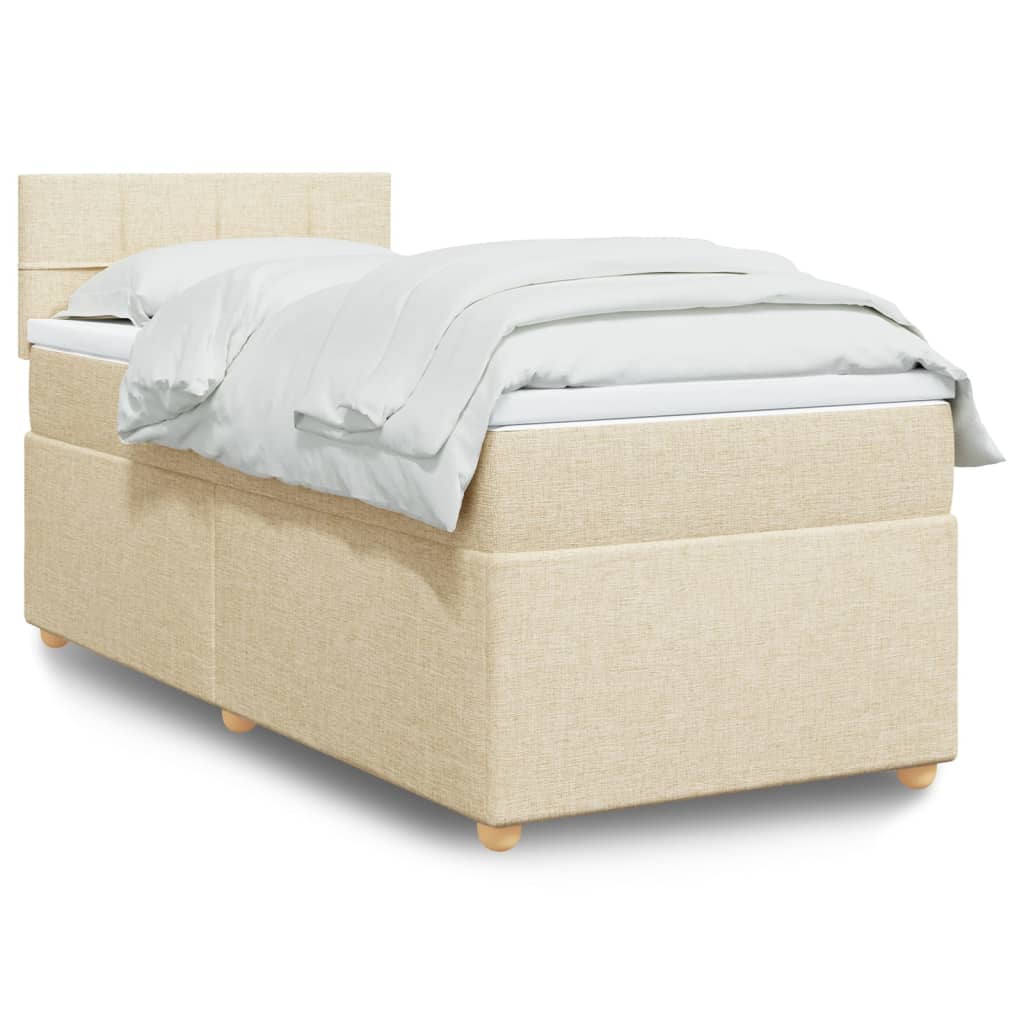 Κρεβάτι Boxspring με Στρώμα Κρεμ 80 x 200 εκ. Υφασμάτινο - Pakobazaar