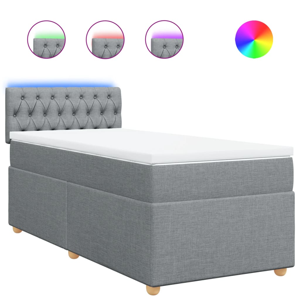 Κρεβάτι Boxspring με Στρώμα Ανοιχτό Γκρι 80x200 εκ. Υφασμάτινο - Pakobazaar