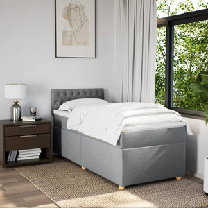 Κρεβάτι Boxspring με Στρώμα Ανοιχτό Γκρι 80x200 εκ. Υφασμάτινο - Pakobazaar