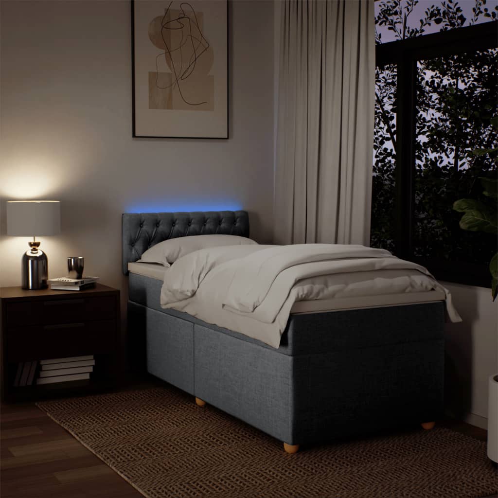 Κρεβάτι Boxspring με Στρώμα Ανοιχτό Γκρι 80x200 εκ. Υφασμάτινο - Pakobazaar
