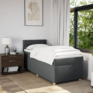 Κρεβάτι Boxspring με Στρώμα Σκούρο Γκρι 80x200 εκ. Υφασμάτινο - Pakobazaar