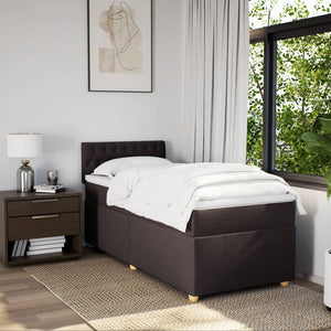 Κρεβάτι Boxspring με Στρώμα Σκούρο Καφέ 80x200 εκ. Υφασμάτινο - Pakobazaar