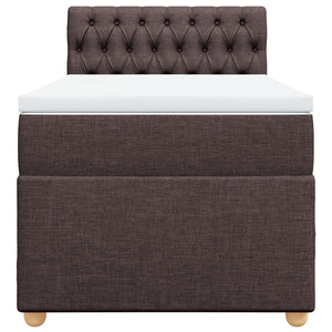 Κρεβάτι Boxspring με Στρώμα Σκούρο Καφέ 80x200 εκ. Υφασμάτινο - Pakobazaar
