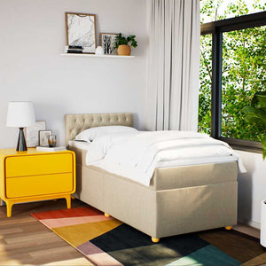 Κρεβάτι Boxspring με Στρώμα Κρεμ 80 x 200 εκ. Υφασμάτινο - Pakobazaar