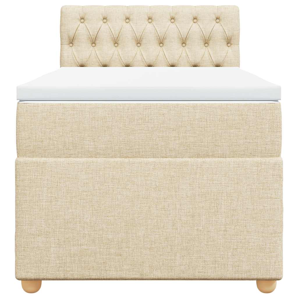Κρεβάτι Boxspring με Στρώμα Κρεμ 80 x 200 εκ. Υφασμάτινο - Pakobazaar