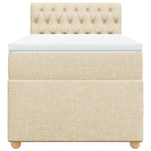 Κρεβάτι Boxspring με Στρώμα Κρεμ 80 x 200 εκ. Υφασμάτινο - Pakobazaar