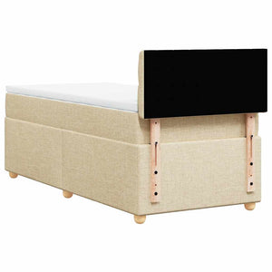 Κρεβάτι Boxspring με Στρώμα Κρεμ 80 x 200 εκ. Υφασμάτινο - Pakobazaar