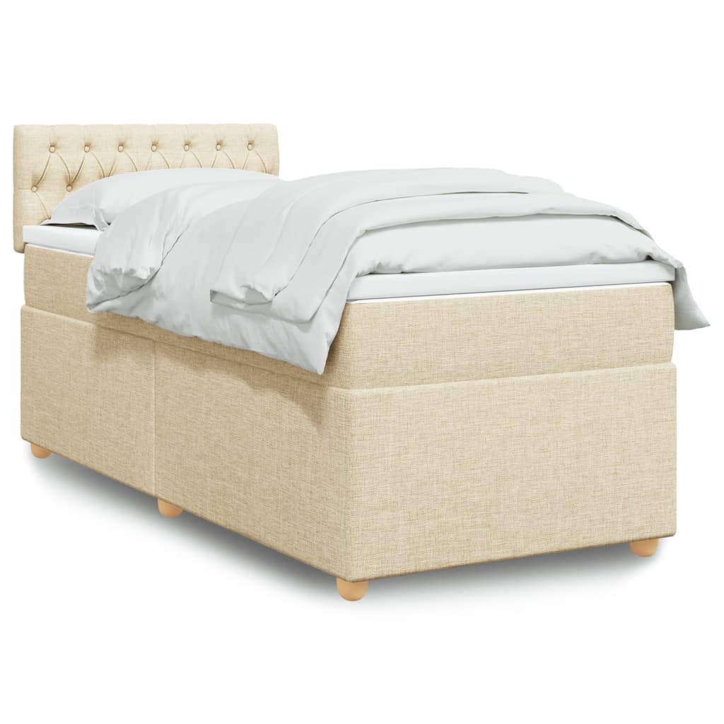 Κρεβάτι Boxspring με Στρώμα Κρεμ 80 x 200 εκ. Υφασμάτινο - Pakobazaar