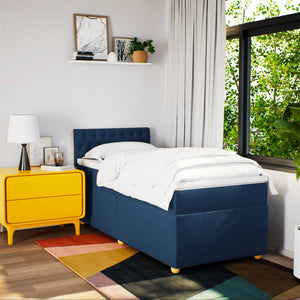 Κρεβάτι Boxspring με Στρώμα Μπλε 80x200 εκ. Υφασμάτινο