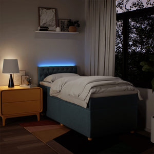 Κρεβάτι Boxspring με Στρώμα Μπλε 80x200 εκ. Υφασμάτινο