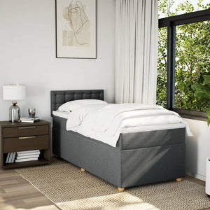 Κρεβάτι Boxspring με Στρώμα Σκούρο Γκρι 80x200 εκ. Υφασμάτινο - Pakobazaar