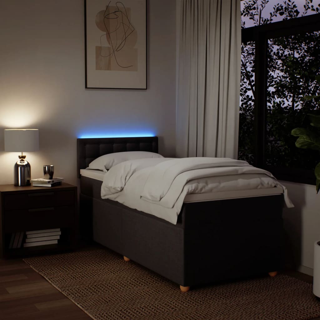 Κρεβάτι Boxspring με Στρώμα Σκούρο Καφέ 80x200 εκ. Υφασμάτινο