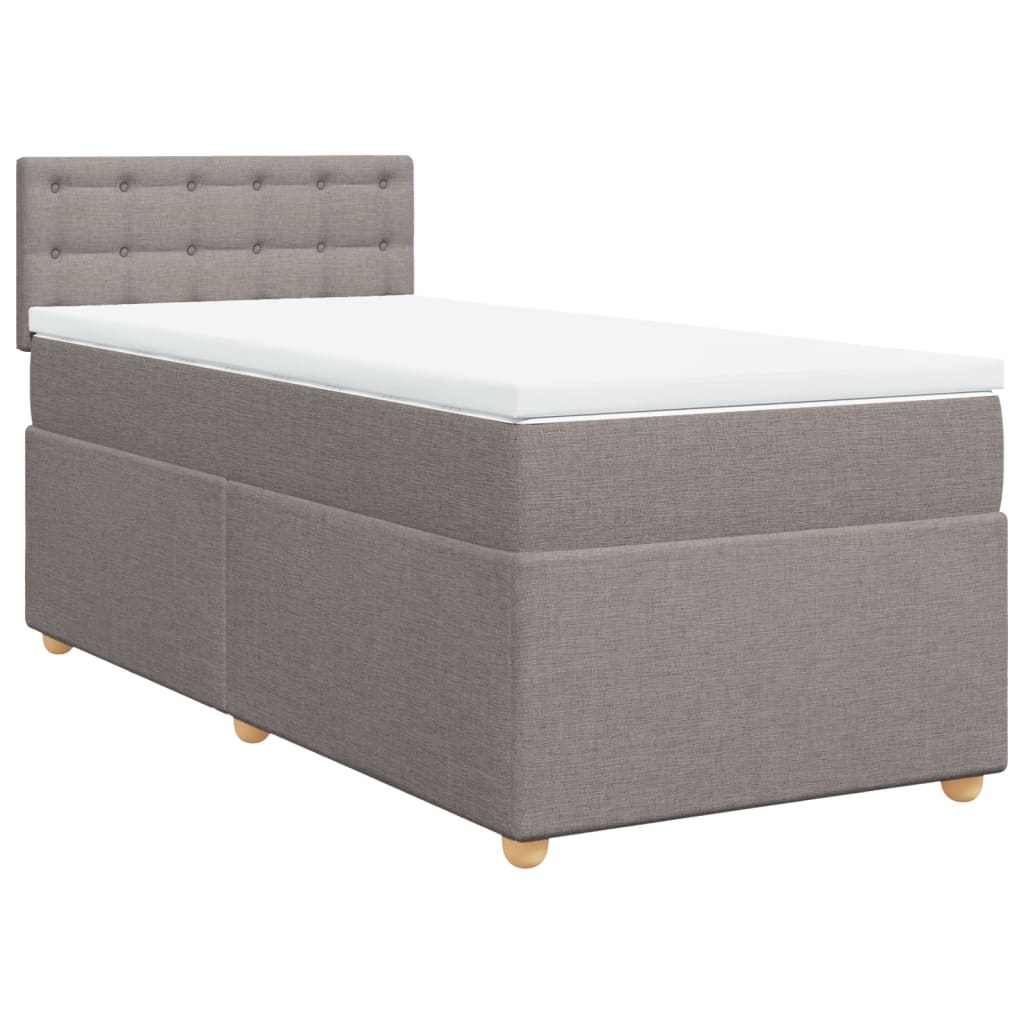Κρεβάτι Boxspring με Στρώμα Taupe 80x200 εκ. Υφασμάτινο - Pakobazaar