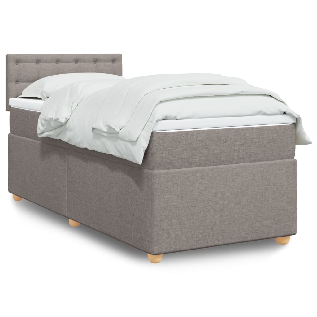 Κρεβάτι Boxspring με Στρώμα Taupe 80x200 εκ. Υφασμάτινο - Pakobazaar