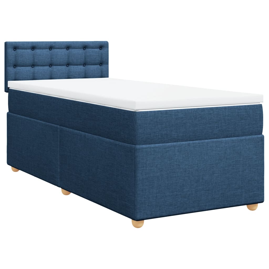 Κρεβάτι Boxspring με Στρώμα Μπλε 80x200 εκ. Υφασμάτινο