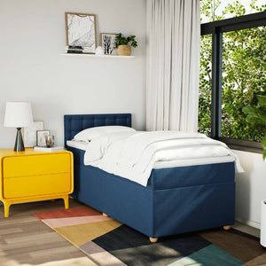 Κρεβάτι Boxspring με Στρώμα Μπλε 80x200 εκ. Υφασμάτινο