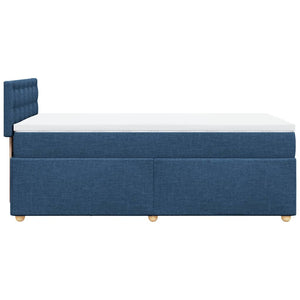 Κρεβάτι Boxspring με Στρώμα Μπλε 80x200 εκ. Υφασμάτινο
