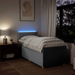 Κρεβάτι Boxspring με Στρώμα Ανοιχτό Γκρι 90x190 εκ. Υφασμάτινο - Pakobazaar