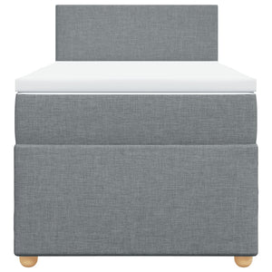 Κρεβάτι Boxspring με Στρώμα Ανοιχτό Γκρι 90x190 εκ. Υφασμάτινο - Pakobazaar