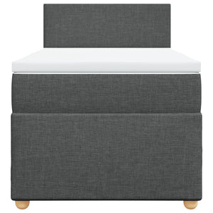 Κρεβάτι Boxspring με Στρώμα Σκούρο Γκρι 90x190 εκ. Υφασμάτινο - Pakobazaar