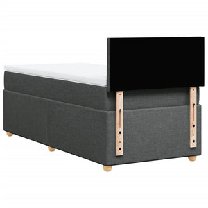 Κρεβάτι Boxspring με Στρώμα Σκούρο Γκρι 90x190 εκ. Υφασμάτινο - Pakobazaar