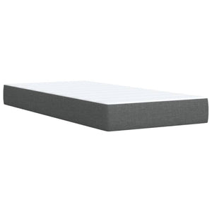Κρεβάτι Boxspring με Στρώμα Σκούρο Γκρι 90x190 εκ. Υφασμάτινο - Pakobazaar