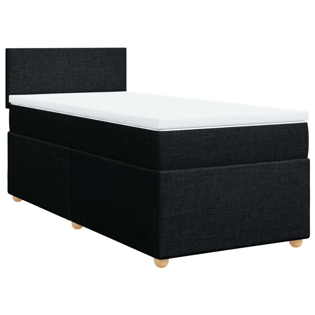 Κρεβάτι Boxspring με Στρώμα Μαύρο 90x190 εκ.Υφασμάτινο