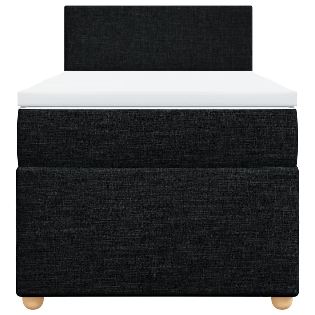Κρεβάτι Boxspring με Στρώμα Μαύρο 90x190 εκ.Υφασμάτινο