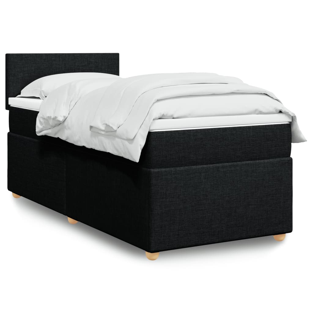 Κρεβάτι Boxspring με Στρώμα Μαύρο 90x190 εκ.Υφασμάτινο