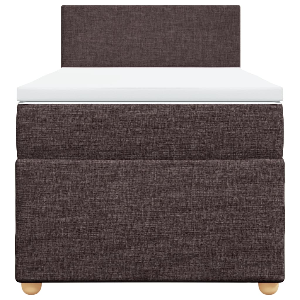 Κρεβάτι Boxspring με Στρώμα Σκούρο Καφέ 90x190 εκ. Υφασμάτινο