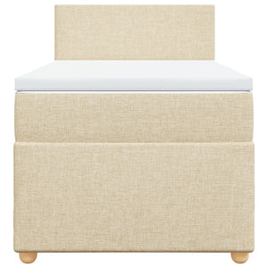 Κρεβάτι Boxspring με Στρώμα Κρεμ 90x190 εκ.Υφασμάτινο - Pakobazaar