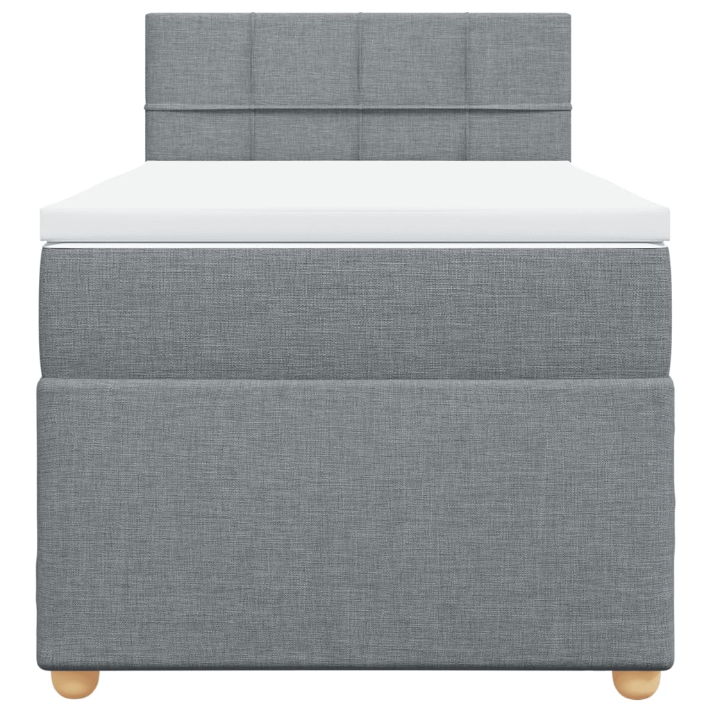 Κρεβάτι Boxspring με Στρώμα Ανοιχτό Γκρι 90x190 εκ. Υφασμάτινο - Pakobazaar