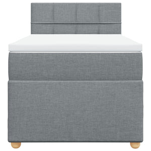 Κρεβάτι Boxspring με Στρώμα Ανοιχτό Γκρι 90x190 εκ. Υφασμάτινο - Pakobazaar
