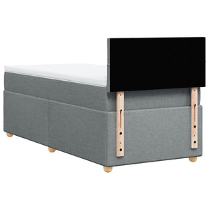 Κρεβάτι Boxspring με Στρώμα Ανοιχτό Γκρι 90x190 εκ. Υφασμάτινο - Pakobazaar