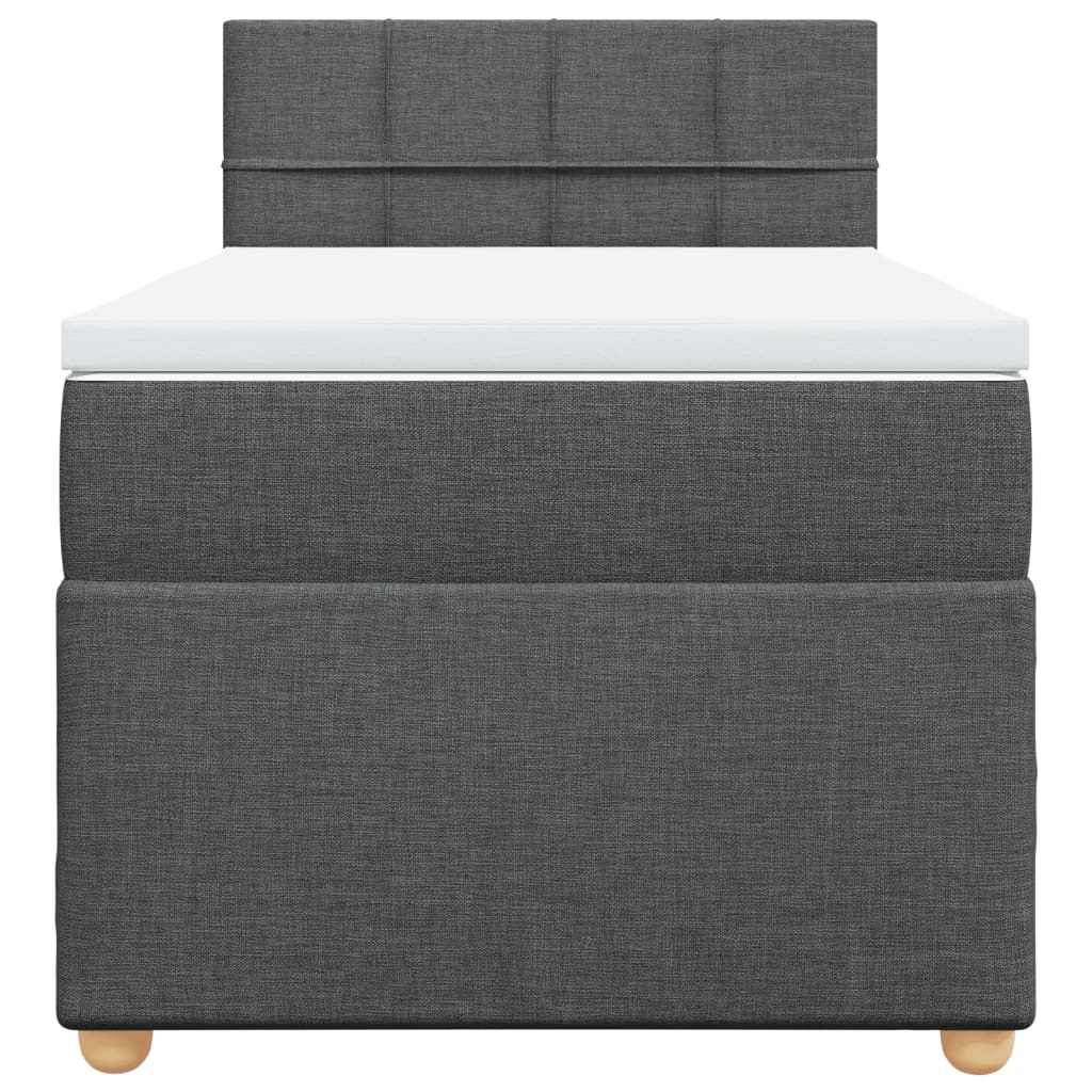 Κρεβάτι Boxspring με Στρώμα Σκούρο Γκρι 90x190 εκ. Υφασμάτινο - Pakobazaar